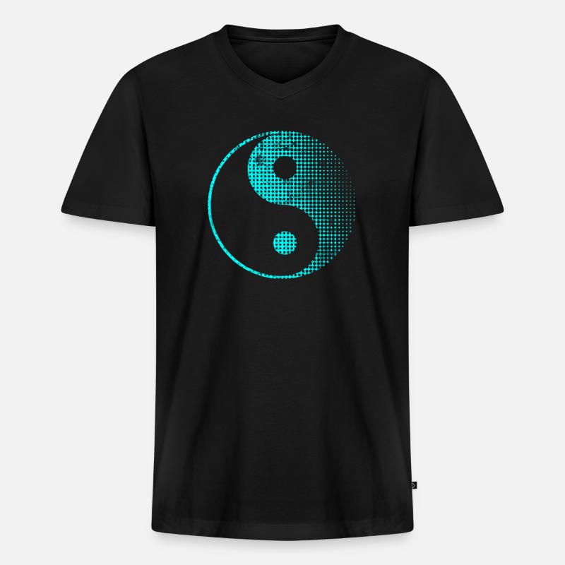 Yin Yang - Männer Premium Bio T-Shirt mit V-Ausschnitt - Schwarz