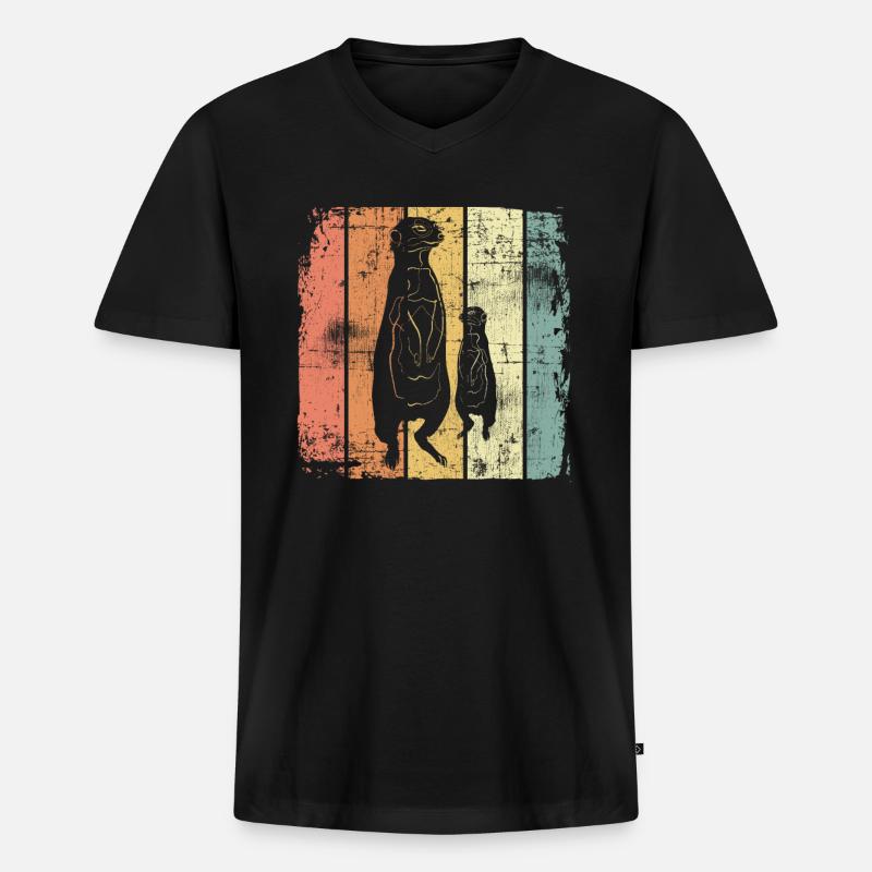 Erdmännchen - Männer Premium Bio T-Shirt mit V-Ausschnitt - Schwarz