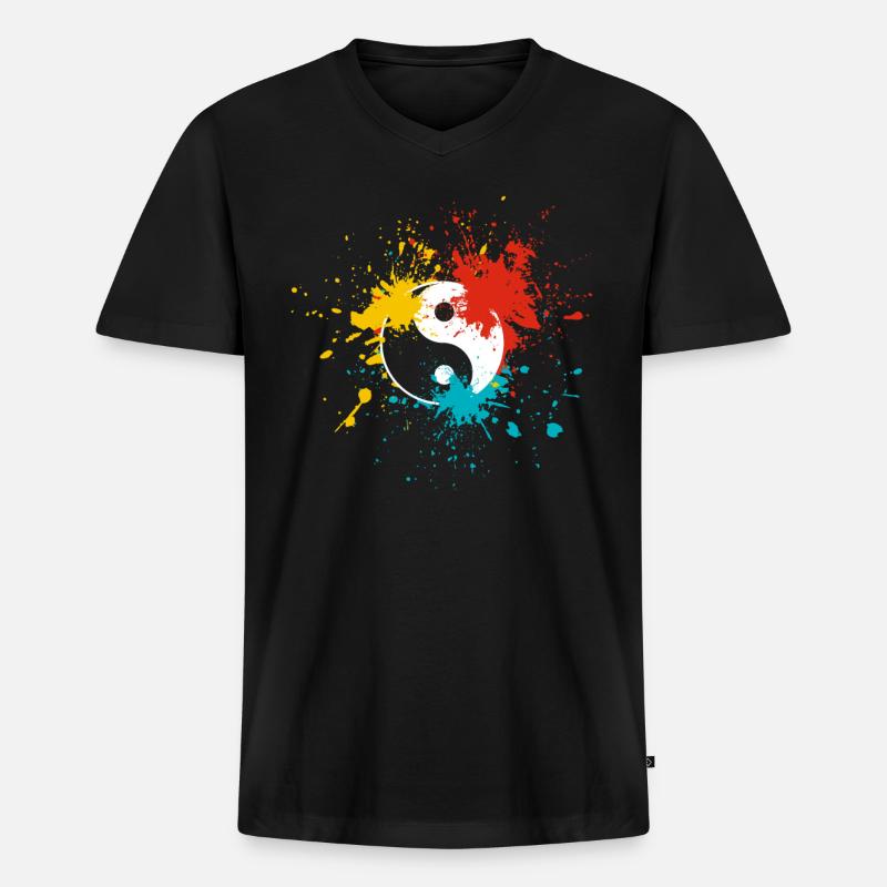 Yin Yang - Männer Premium Bio T-Shirt mit V-Ausschnitt - Schwarz