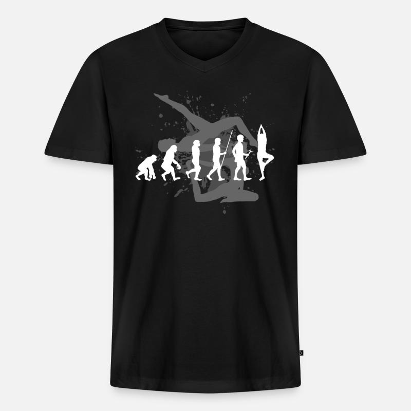 Yoga - Männer Premium Bio T-Shirt mit V-Ausschnitt - Schwarz