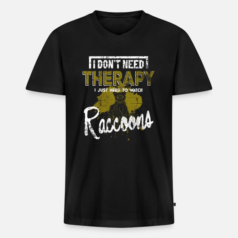 Waschbär - Männer Premium Bio T-Shirt mit V-Ausschnitt - Schwarz