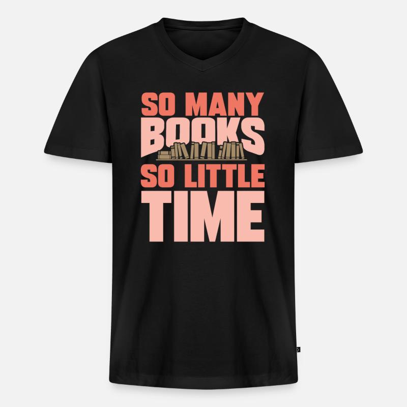 Bücher - Männer Premium Bio T-Shirt mit V-Ausschnitt - Schwarz