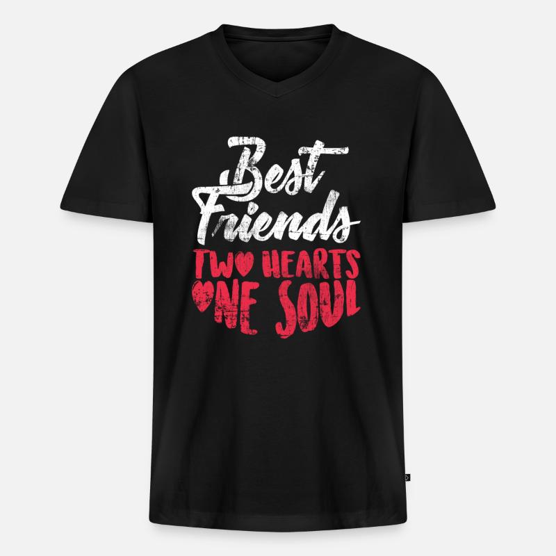 Beste Freunde - Männer Premium Bio T-Shirt mit V-Ausschnitt - Schwarz