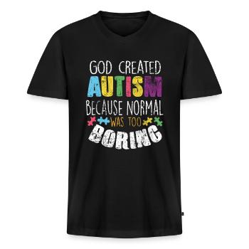 Autist - Männer Premium Bio T-Shirt mit V-Ausschnitt - Schwarz - Vorne - Nico (187cm)