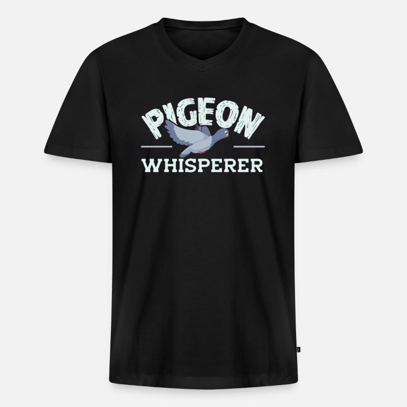 Tauben Flüsterer - Männer Premium Bio T-Shirt mit V-Ausschnitt - Schwarz