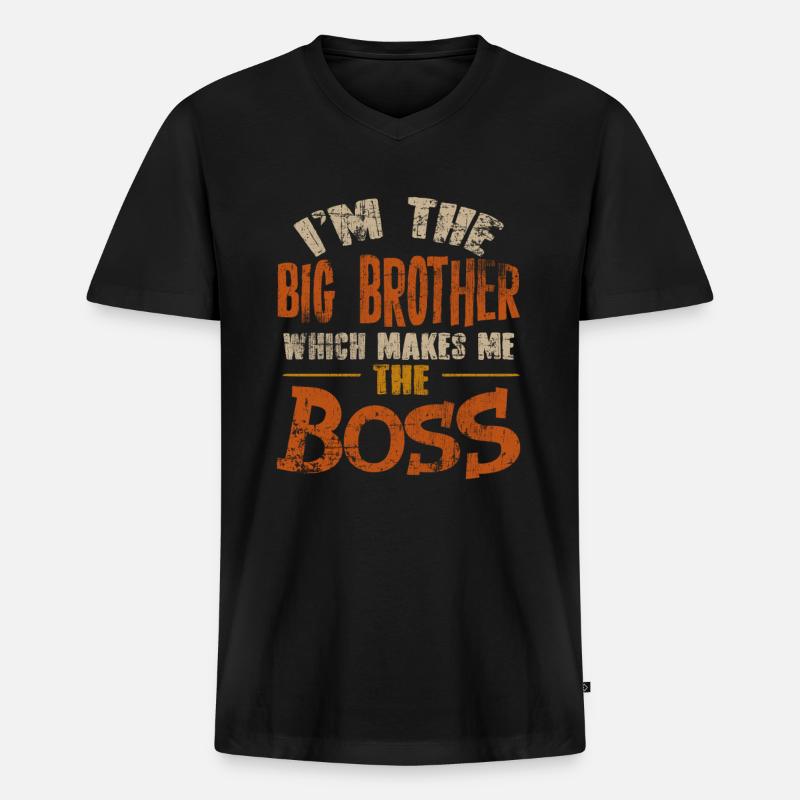 Großer Bruder - Männer Premium Bio T-Shirt mit V-Ausschnitt - Schwarz
