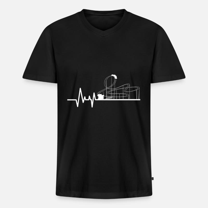 Achterbahn - Männer Premium Bio T-Shirt mit V-Ausschnitt - Schwarz