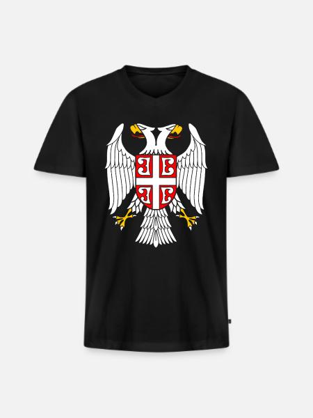 Serbian Eagle - Men's Premium Organic T-shirt with V-neck - black