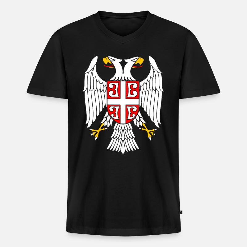Serbischer Adler - Männer Premium Bio T-Shirt mit V-Ausschnitt - Schwarz