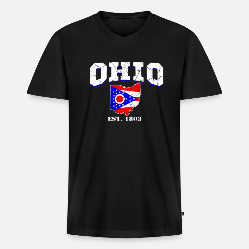 Ohio est. - Männer Premium Bio T-Shirt mit V-Ausschnitt - Schwarz