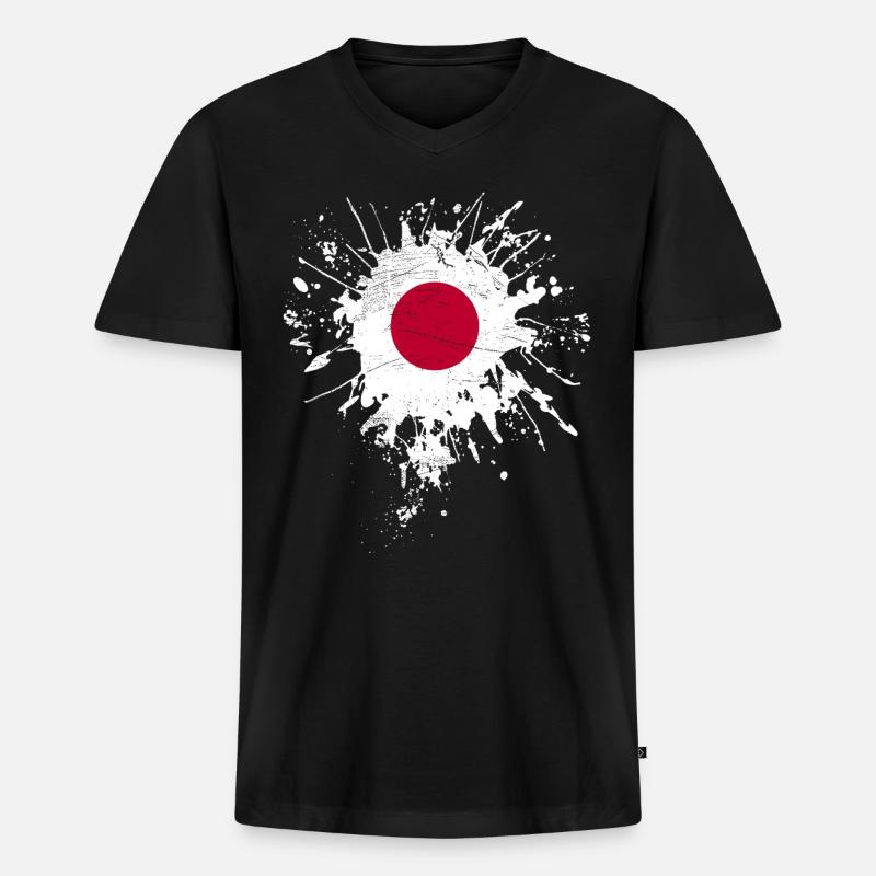 Japan Flagge - Männer Premium Bio T-Shirt mit V-Ausschnitt - Schwarz