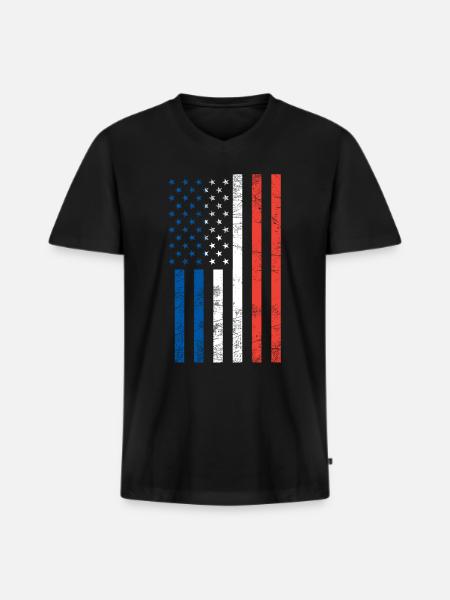 American French flag - Men's Premium Organic T-shirt with V-neck - black