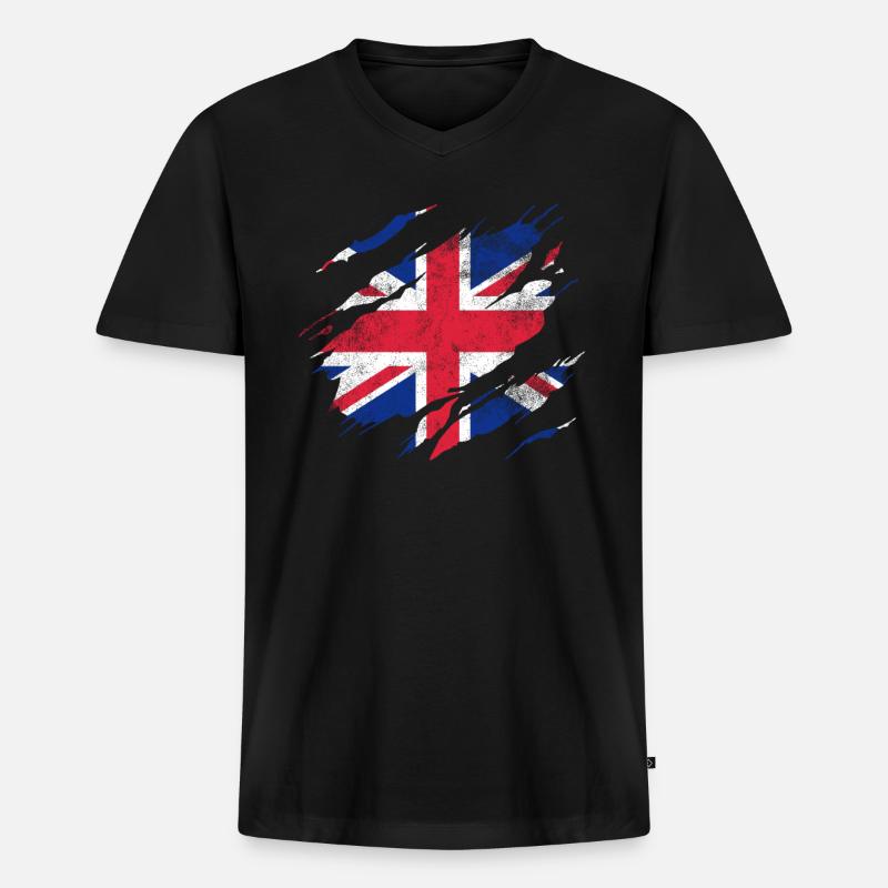 British flag - Men's Premium Organic T-shirt with V-neck - black