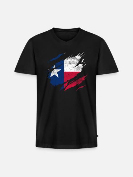 Drapeau du Texas - T-shirt encolure en V Premium bio Homme - noir