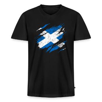 Schottland Flagge - Männer Premium Bio T-Shirt mit V-Ausschnitt - Schwarz - Vorne - Nico (187cm)