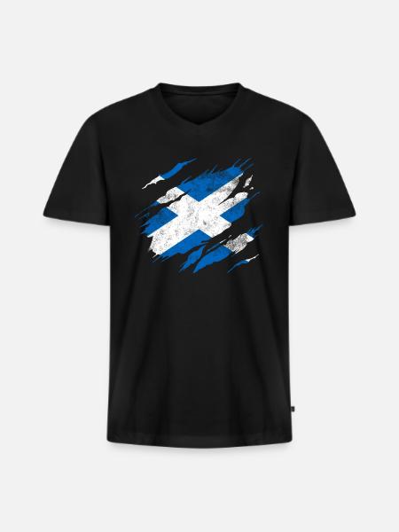 Drapeau Ecosse - T-shirt encolure en V Premium bio Homme - noir