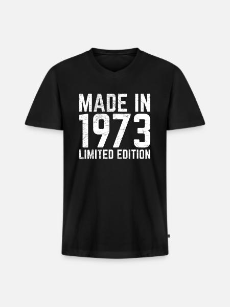 Made in 1973 - Limitierte Ausgabe - Männer Premium Bio T-Shirt mit V-Ausschnitt - Schwarz