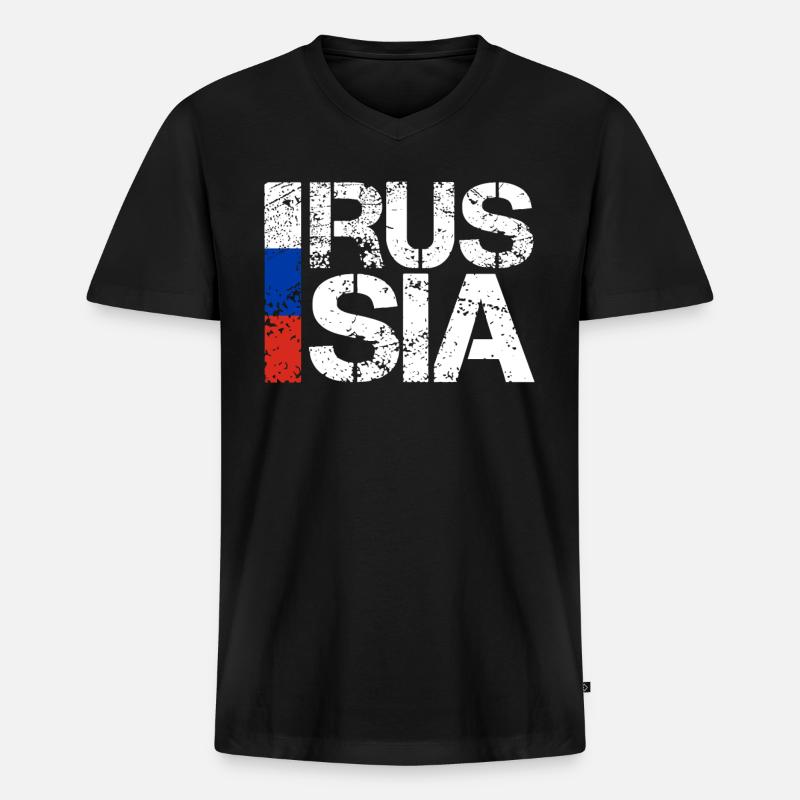 Russland - Männer Premium Bio T-Shirt mit V-Ausschnitt - Schwarz