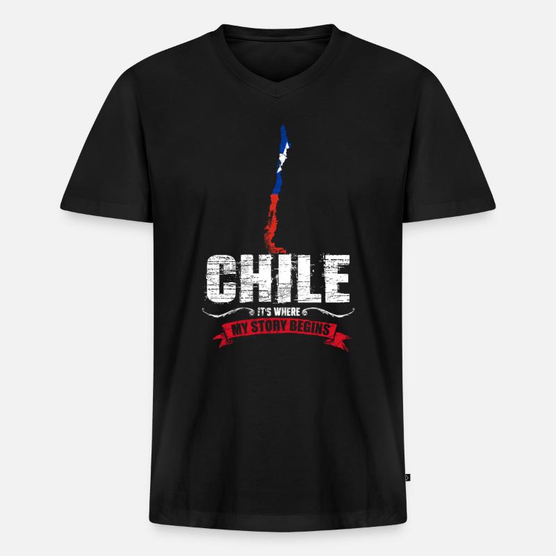 Chile - Männer Premium Bio T-Shirt mit V-Ausschnitt - Schwarz