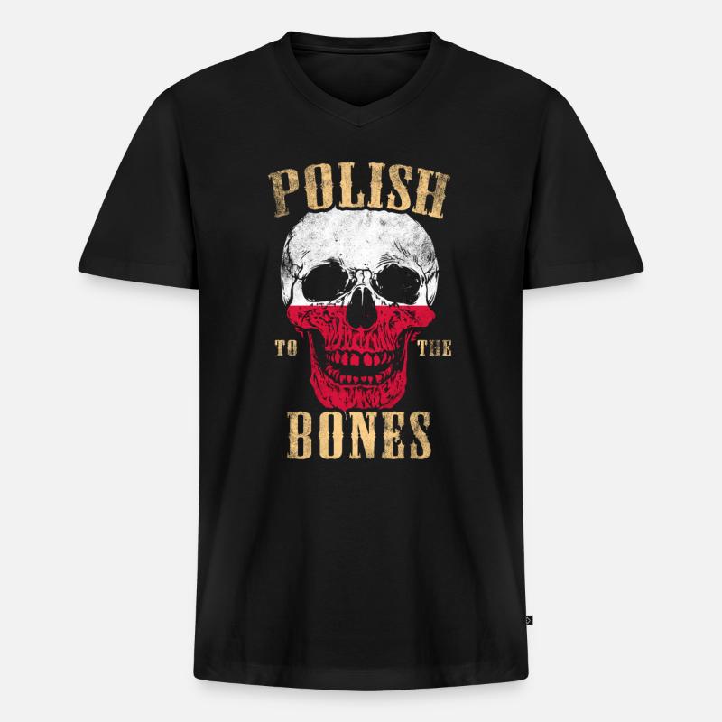 Polnisch bis auf die Knochen - Männer Premium Bio T-Shirt mit V-Ausschnitt - Schwarz