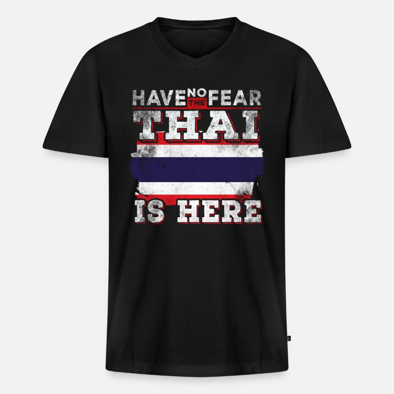 Lustiger Thailänder - Männer Premium Bio T-Shirt mit V-Ausschnitt - Schwarz