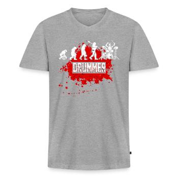 drummer - Men's Premium Organic T-shirt with V-neck - heather grey - Front