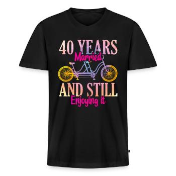40° anniversario di matrimonio - Maglietta ecologica premium da uomo con scollo a V - nero - Fronte - Nico (187cm)