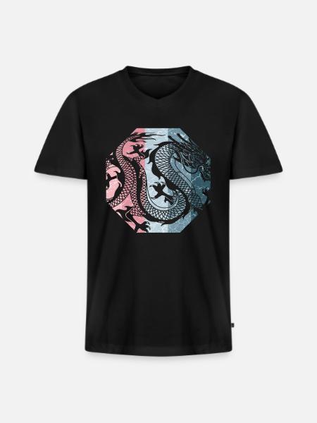 Chinesischer Drache - Männer Premium Bio T-Shirt mit V-Ausschnitt - Schwarz