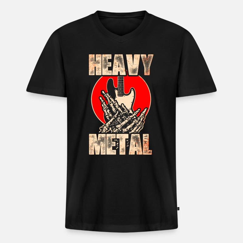 Heavy Metal - Männer Premium Bio T-Shirt mit V-Ausschnitt - Schwarz