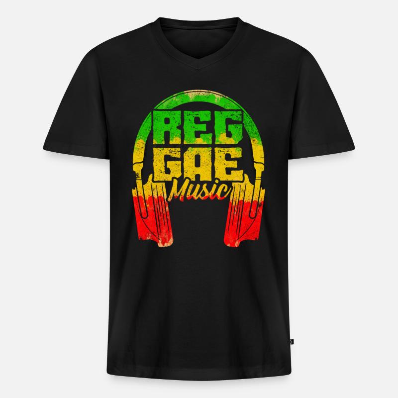Reggae Musik - Männer Premium Bio T-Shirt mit V-Ausschnitt - Schwarz