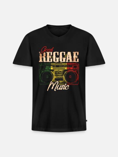 Reggae Music - Men's Premium Organic T-shirt with V-neck - black
