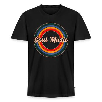 Soul Musik - Männer Premium Bio T-Shirt mit V-Ausschnitt - Schwarz - Vorne - Nico (187cm)