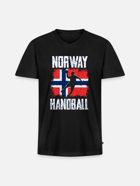 Norvège Handball - T-shirt encolure en V Premium bio Homme - noir