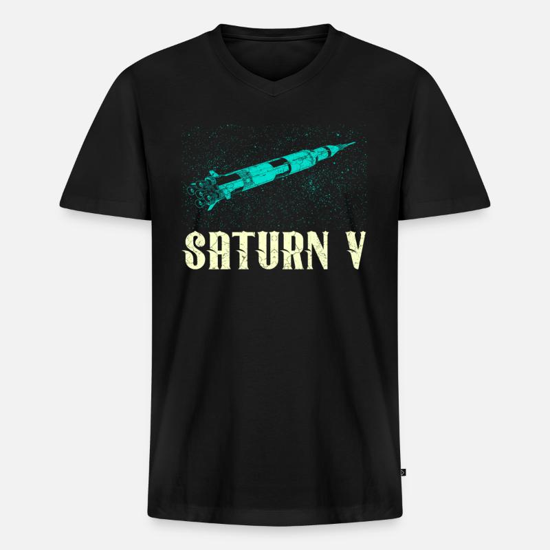 Fusée Saturn V - T-shirt encolure en V Premium bio Homme - noir