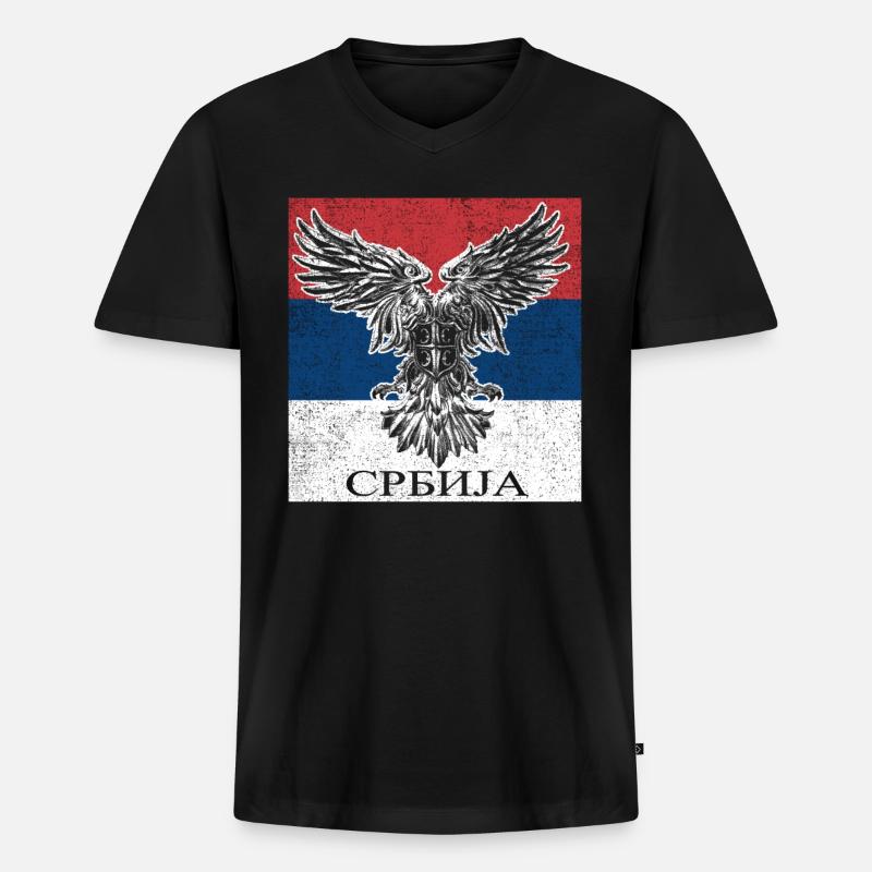 Serbien - Srbija - Männer Premium Bio T-Shirt mit V-Ausschnitt - Schwarz