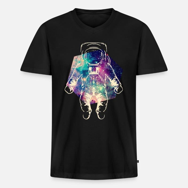 Astronaut im Weltraum - Männer Premium Bio T-Shirt mit V-Ausschnitt - Schwarz
