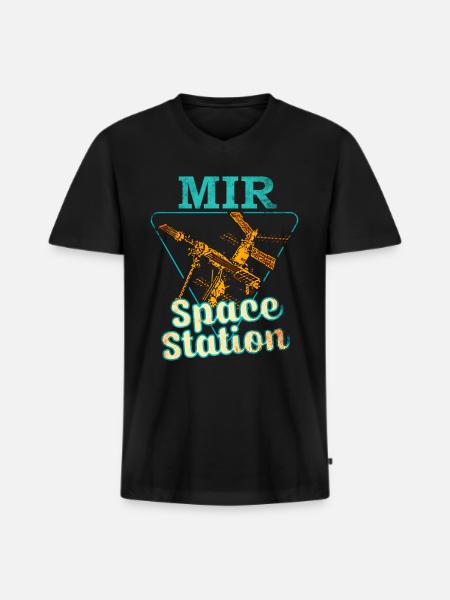 Station spatiale Mir - T-shirt encolure en V Premium bio Homme - noir
