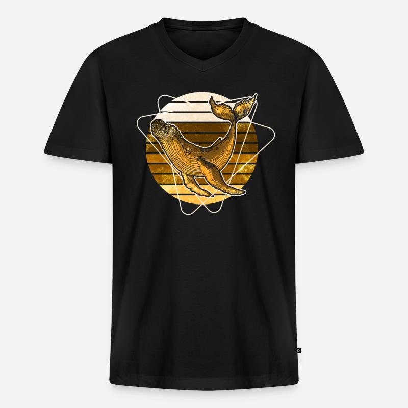 Buckelwal - Männer Premium Bio T-Shirt mit V-Ausschnitt - Schwarz