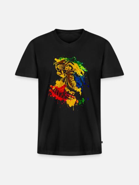 Saber-toothed tiger - Men's Premium Organic T-shirt with V-neck - black