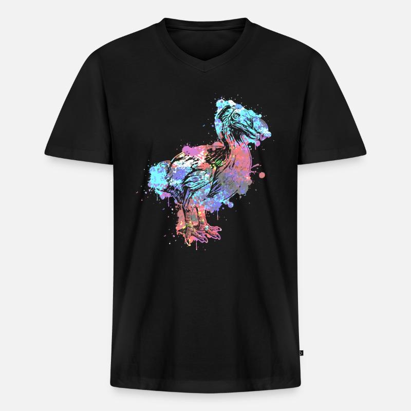 Dodo - Männer Premium Bio T-Shirt mit V-Ausschnitt - Schwarz