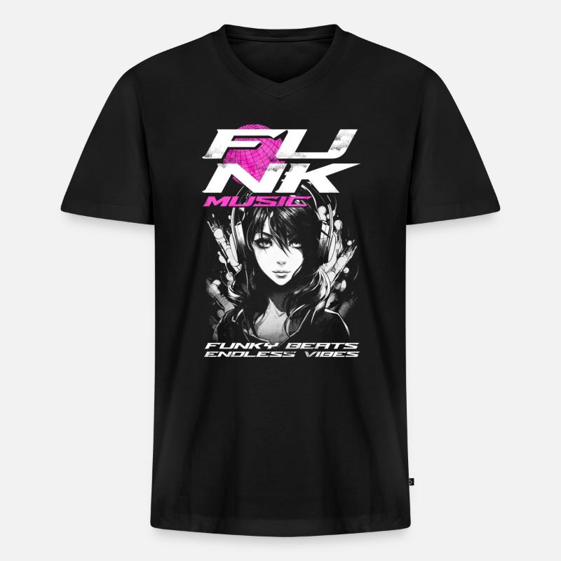 Funk Musik - Männer Premium Bio T-Shirt mit V-Ausschnitt - Schwarz
