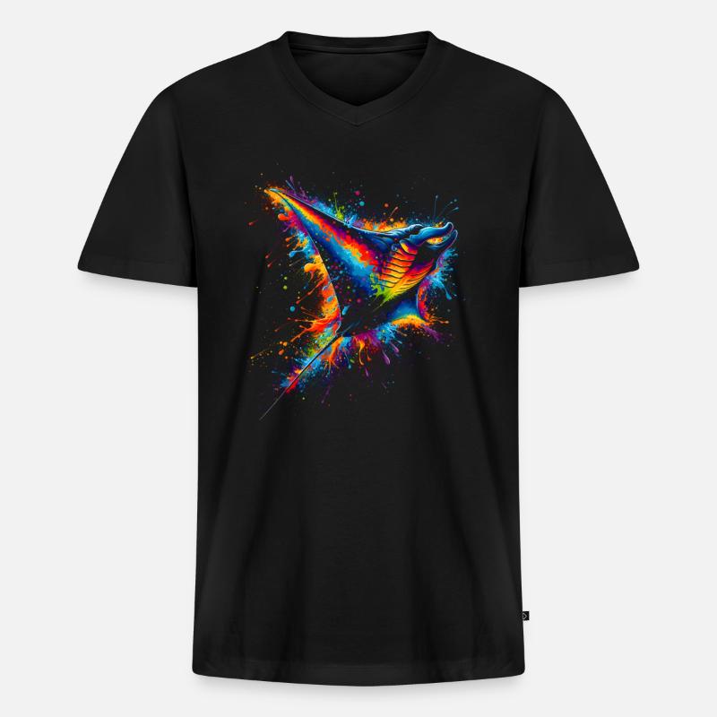 Mantarochen - Riesenmanta - Teufelsrochen - Männer Premium Bio T-Shirt mit V-Ausschnitt - Schwarz