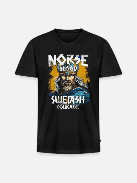 Schweden Wikinger - Männer Premium Bio T-Shirt mit V-Ausschnitt - Schwarz