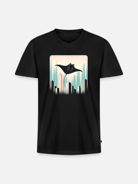 Mantarochen - Männer Premium Bio T-Shirt mit V-Ausschnitt - Schwarz