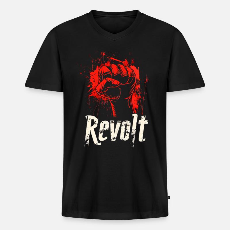 Revolt Red Hand - Männer Premium Bio T-Shirt mit V-Ausschnitt - Schwarz