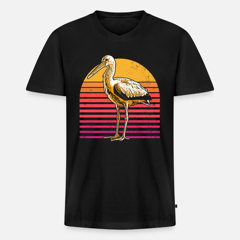 Storch - Männer Premium Bio T-Shirt mit V-Ausschnitt - Schwarz