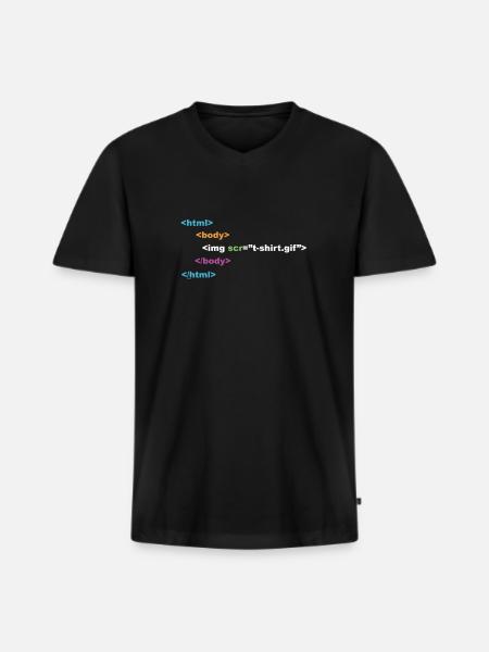 html programmer computer nerd - Men's Premium Organic T-shirt with V-neck - black