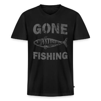 Génial Pêcheur en détresse Cadeaux Disparu Pêche - T-shirt encolure en V Premium bio Homme - noir - Devant - Nico (187cm)