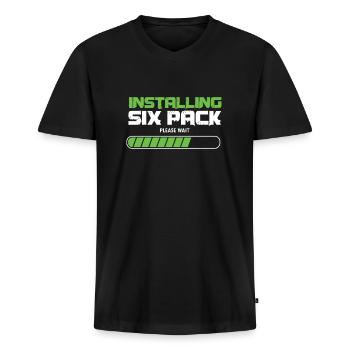 Installing Six Packs Workout Gym Abs Exercise - Men's Premium Organic T-shirt with V-neck - black - Front - Nico (187cm)