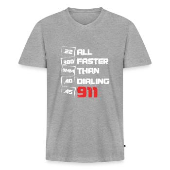 All Faster Than Dialing Artillery Rights Gunsmith - Men's Premium Organic T-shirt with V-neck - heather grey - Front
